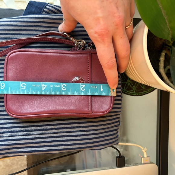 Coach Maroon Mini Wristlet Or Cellphone Holder With Silver Hardware - Picture 7 of 8